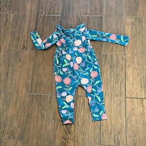 Tea Collection Teal Floral Baby Outfit